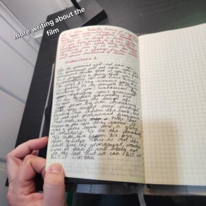 second page of writing about film Text: "More writing about the film"